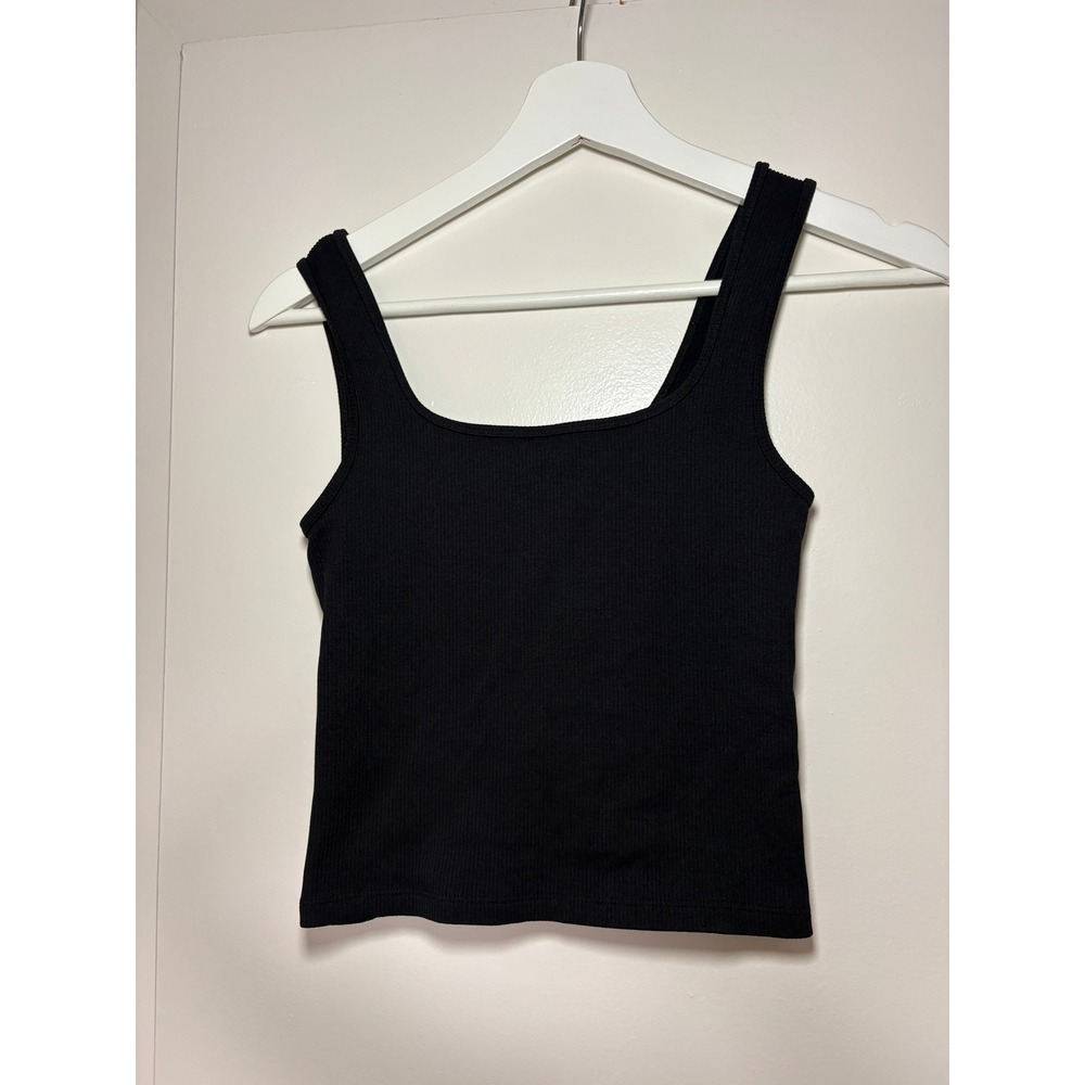 NEW Abercrombie & Fitch Tank Top Small Black Ribbed Square Neck Sleeveless Basic